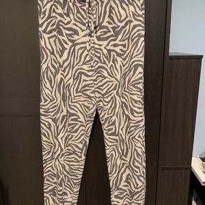 Long zebra print joggers.